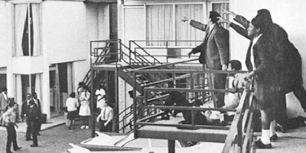 Dr. King is shot in the neck by a sniper and dies at St. Joseph's Hospital