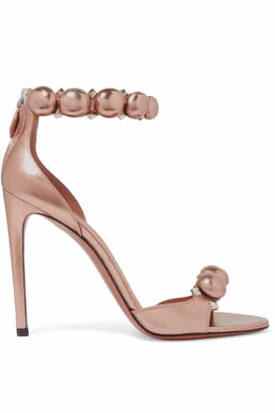 ALAÏA Studded metallic leather sandals