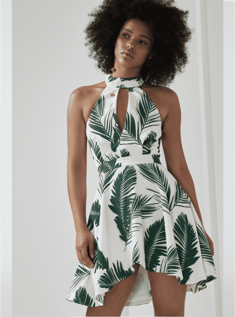 Vêtu de Joy Witness Palm-Print-mini-dress