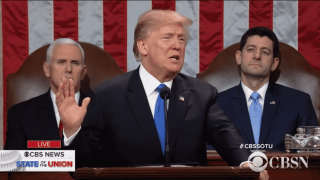 President Donald Trump during his first State of the Union address.