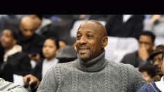 Former Georgetown Hoyas basketball player Alonzo Mourning watches the game during a college basketball game against the Butler Bulldogs at the Capital One Arena on February 9, 2019 in Washington,DC. (Photo by Mitchell Layton/Getty Images)