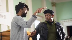 JUDAS AND THE BLACK MESSIAH, from left: director Shaka King, LaKeith Stanfield, on set, 2021. ph: Glen Wilson /© Warner Bros. / Courtesy Everett Collection
