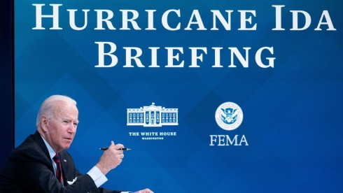 Joe Biden at Hurricane Idea briefing
