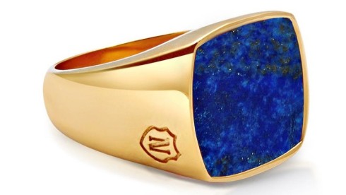 Blue signet ring for men
