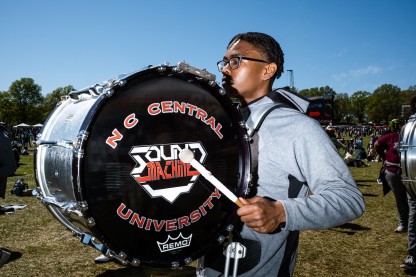 NCCU Marching Band drummer. Image: Cornell Watson for EBONY.