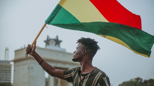 African man with Ghana Flag