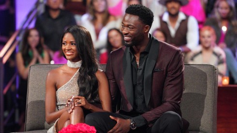 Charity Lawson and Dotun Olubeko engaged on The Bachelorette. Image: ABC.