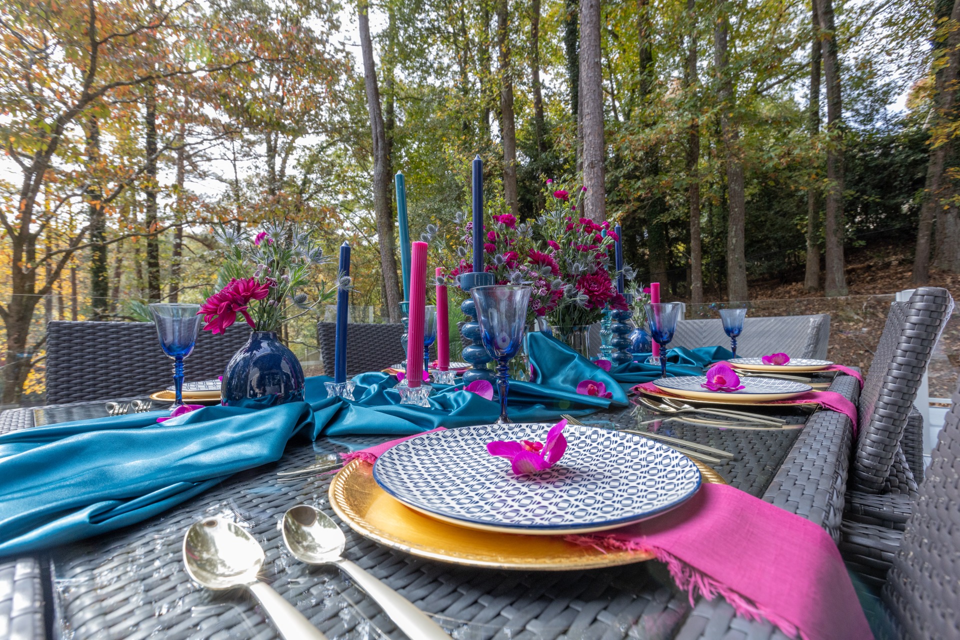 Dining table set up outdoors
